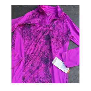 champion sweatshirt medium M Purple Half-Zip Athletic Pullover Black Speckled A5